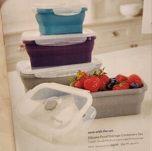 Norwex Silicone Food Storage Containers -- Large & Extra Large. BRAND NEW!